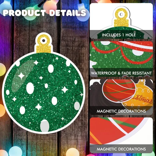 Vista 3 de Ferraycle 23 piezas de decoración magnética de Navidad para puerta de garaje, bola de Navidad, imanes de puerta de garaje, imanes para decoración