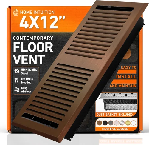 Vista 24 de Cubiertas de ventilación de piso 2X10 Registro de piso con trampa de malla, calor y aire, ventilación de piso de metal transitable para conducto