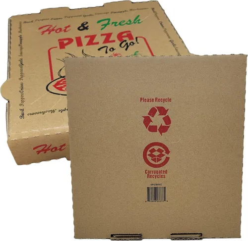 Vista 3 de Paquete de 50 cajas de pizza con estampado de 4 colores para pizza caliente y fresca, color marrón (7 x 7 pulgadas)