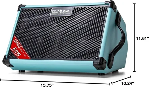 Vista 7 de Coolmusic Amplificador de guitarra acústica alimentado BP40D, altavoz Bluetooth portátil de 80 W con batería con efecto de retardo de coro