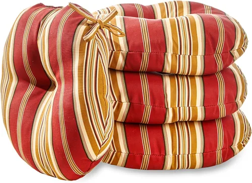 Vista 13 de Greendale Home Fashions Cojín redondo para asiento bistro de 15 pulgadas, 2 unidades (paquete de 1), Adobe Stripe