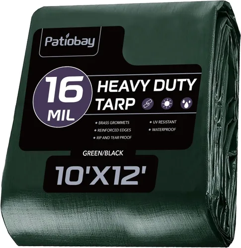 Vista 20 de Lona de 6 x 8 pies, lonas impermeables de 12 mil de servicio pesado con ojales cada 23.6 pulgadas, lona de plástico gruesa, resistente a los rayos