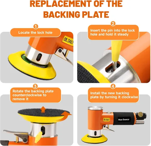 Vista 7 de Mini lijadora de aire orbital aleatoria de 1/2/3 pulgadas, lijadora neumática de grado industrial para trabajo de carrocería automática, con 60
