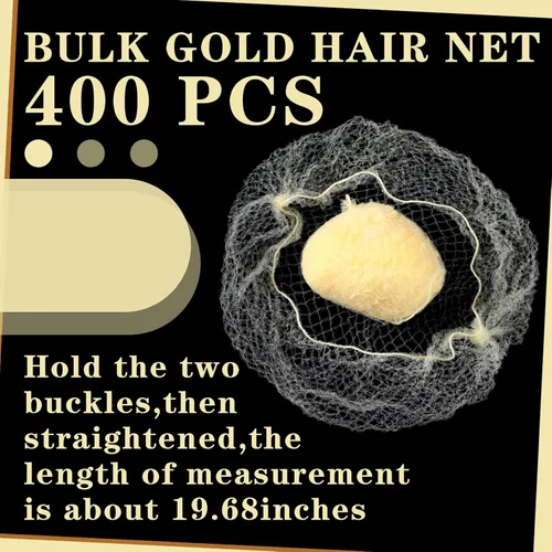 Vista 2 de 400 redes para el cabello para mujer, servicio de alimentos y moños de ballet, malla elástica invisible con bordes, 20 pulgadas (beige)