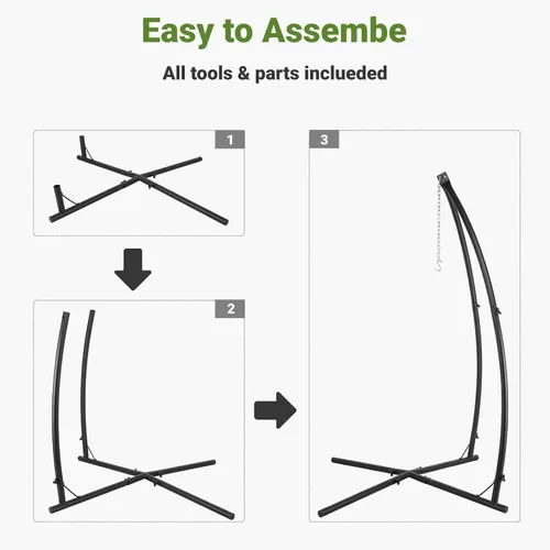 Vista 5 de AthLike - Soporte para columpio de hamaca, soporte en C para silla colgante, para exteriores, de acero sólido y resistente, solo la construcción