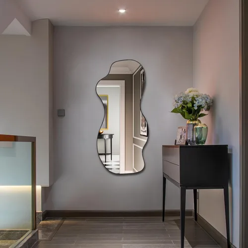 Vista 7 de POZINO Espejo irregular, espejo asimétrico sin marco de 47.2 x 21.6 pulgadas, espejos de pared abstractos, modernos espejos de forma extraña