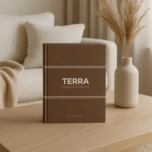 Vista 7 de Large Brown Coffee Table Book – TERRA Design Facts Archive: Decorative Neutral Hardcover, Minimalist Faux Display Book with 175 Design Facts for