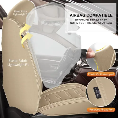Vista 5 de AOMSAZTO Funda para Asiento de Coche Compatible con Jeep Cherokee 2014-2024 2025 Solo 2 Asientos Delanteros, Protector de Asiento de Coche de Cuero