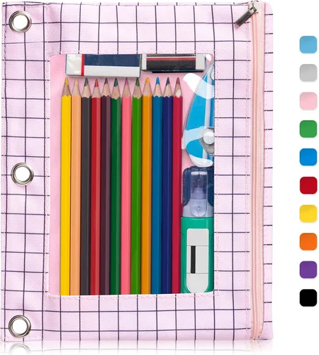 Vista 17 de Forvencer Estuche para lápices para carpeta de 3 aros, estuche transparente con ventana y cremallera suave, bolsa para lápices de gran capacidad