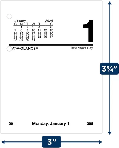 Vista 6 de AT-A-GLANCE Recambio de calendario de escritorio diario 2024, 3 x 3-3/4 pulgadas, mini, hojas sueltas (E9195024)