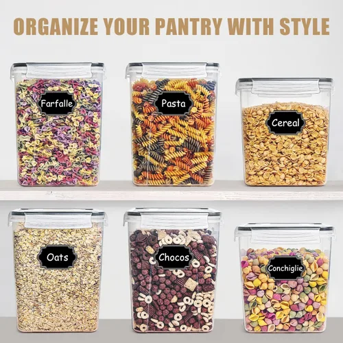 Vista 5 de Wildone Contenedores grandes de almacenamiento de alimentos de 5.2 litros/175 onzas, 4 recipientes herméticos de plástico sin BPA para harina