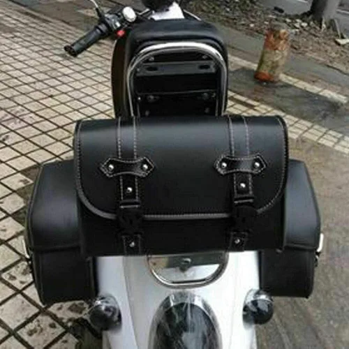 Vista 3 de Maso Bolsa de silla de montar de motocicleta, equipaje universal de cuero PU bolsa de almacenamiento con 2 correas de montaje negro