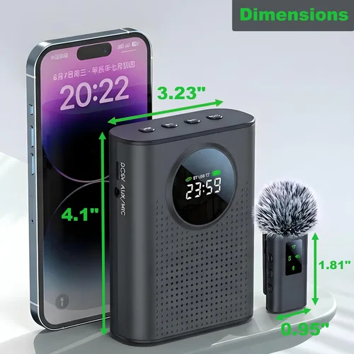 Vista 9 de BSONE Amplificador de voz con micrófono inalámbrico para profesores - Sistema PA portátil Bluetooth con clip con micrófono de solapa y altavoz