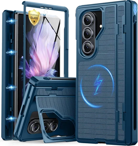 Vista 7 de Oterkin Funda para Samsung Galaxy Z Fold 5 con Protector de Pantalla Integrado [Soporte para S Pen Más Delgado y Soporte] [Compatible con MagSafe]