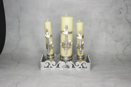 Vista 2 de A&C Quinceañeras and More Unity Candles Juego de 3 velas de boda Unity Candles para ceremonia de boda, velas de unión para la pareja VU62 (dorado)