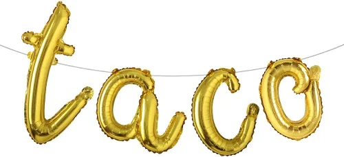 Fiesta Party Balloons Supplies Taco Balloons Mexican Cinco De Mayo Party Decorations Mylar Foil Balloons Fiesta Party Decorations (L TACO Gold)