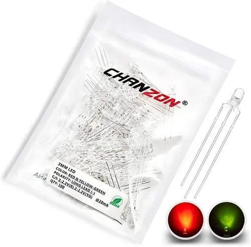 Vista 10 de CHANZON 100 piezas de 0.118 in rojo y verde LED de diodo luces de ánodo común (transparente redondo transparente bicolor) iluminación brillante