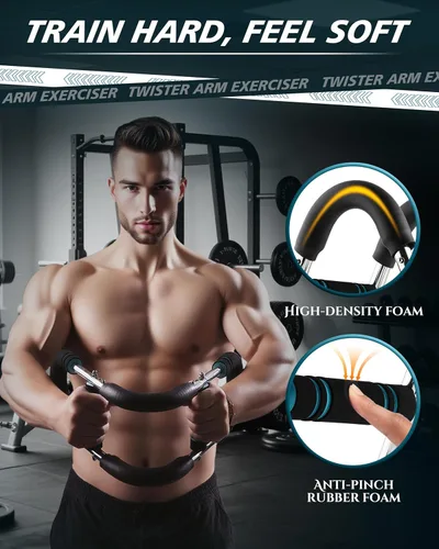 Vista 5 de Twister Arm Exerciser, Adjustable Spring Workout Bar, Forearm Triceps Chest Inner Thigh Muscle Enhanced Exercise Strengthener, Upper Body Strength