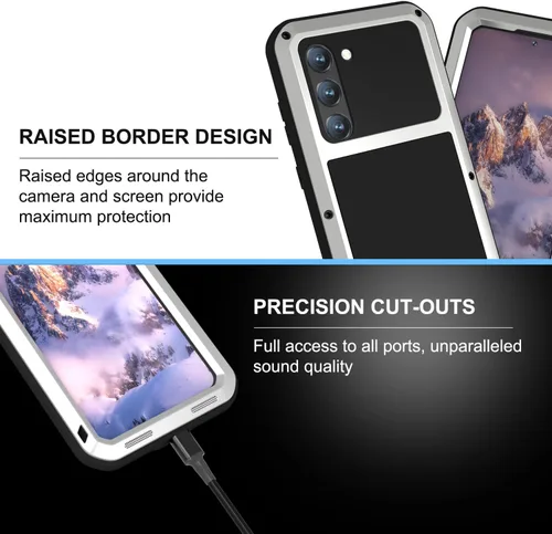 Vista 12 de LOVE MEI Funda para Samsung Galaxy S23 5G con protector de pantalla de vidrio templado, a prueba de golpes, a prueba de arañazos, híbrida de metal