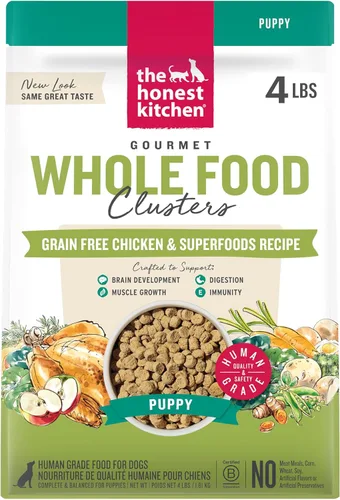Vista 14 de The Honest Kitchen Clusters de comida para gatos de grado humano de comida entera sin granos de pollo seco, bolsa de prueba de 1 libra