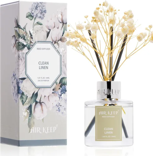 Vista 61 de Airkeep Difusor de varillas de 3.38 onzas (3.4 fl oz), juego de difusor de varillas perfumadas de lino limpio y vainilla de cachemira, difusor