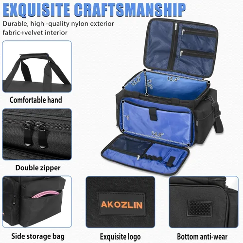 Vista 3 de AKOZLIN Bolsa Organizadora de Archivos de Cable con Divisores Desmontables para Equipo de DJ, Accesorios de Instrumentos de Sonido