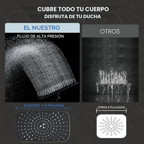 Vista 2 de Veken Cabezal de ducha de lluvia ancho con rociador de agua de mano multimodos, combo de cabezal de ducha de alta presión con brazo para accesorios
