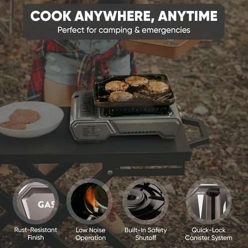 Vista 5 de GasOne GS-5900A - Estufa portátil de butano de 15,000 BTU con estuche resistente: encendido automático, alto rendimiento, control de calor preciso