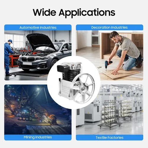 Vista 7 de Bomba de compresor de aire 3HP 250L/min Bomba de cabeza de compresor de aire Cilindro de bomba de aceite de hierro fundido Bomba de lubricación