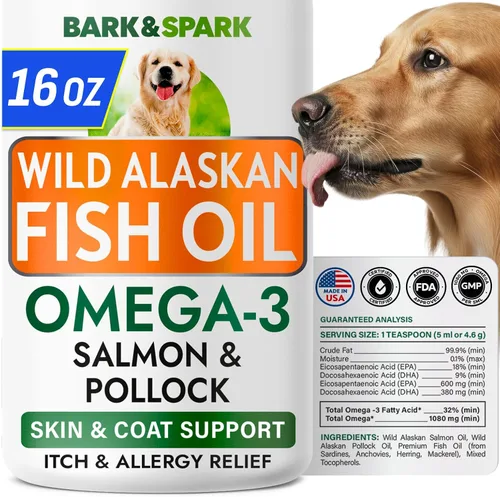Vista 13 de Bark&Spark Aceite de pescado para perros – Omega-3 natural – Apoyo para la piel y el pelaje – Suplemento alimenticio líquido para mascotas – EPA