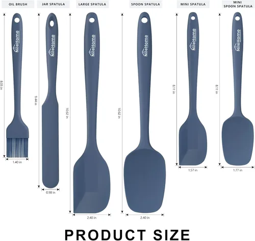 Vista 2 de NileHome Juego de espátulas de silicona, 6 paquetes de utensilios de cocina de grado alimenticio con cepillo de silicona, resistente al calor, apto
