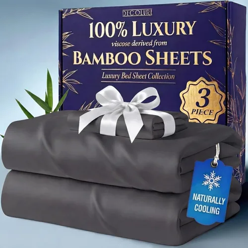 Vista 17 de DECOLURE Sábanas 100% Viscosa Derivada de Bambú Tamaño Individual - Sábanas de Lujo de 3 Piezas Naturalmente Refrescantes, Juego de Cama Ultra Suave