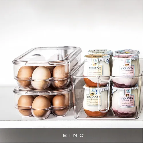 Vista 4 de BINO Contenedor de Plástico para Huevos para Refrigerador - Transparente, 13 Unidades, Resistente, Duradero