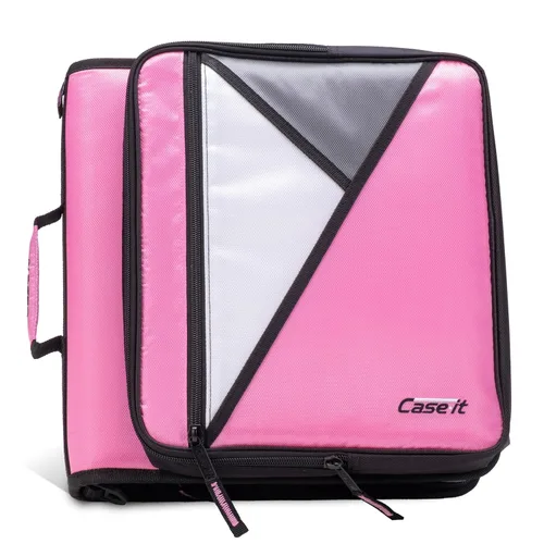 Vista 12 de Case-it Carpeta Universal con Cremallera Anillas en O de 2 Pulgadas, Bolsillo Acolchado para Portátil/Tableta de 13 Pulgadas, Capacidad de 400