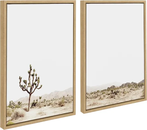 Vista 14 de Kate and Laurel Sylvie Lone Joshua Tree - Lienzo enmarcado para pared, diseño de Amy Peterson Art Studio Natural