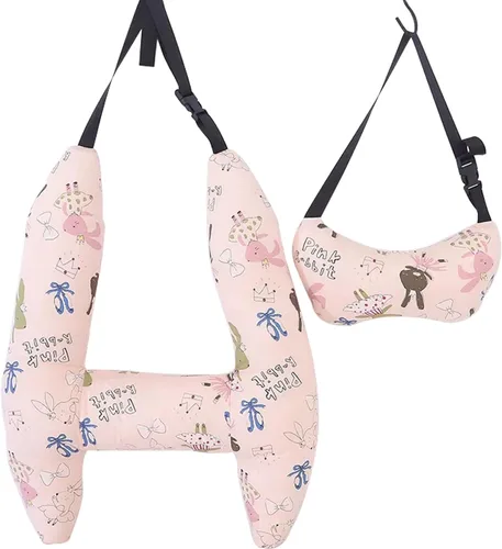 Vista 8 de Almohada de viaje en forma de H, almohada suave para el cuello, cojín de apoyo para la cabeza y el cuerpo para asiento de automóvil