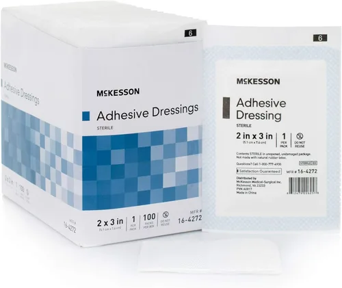 Vista 7 de McKesson Aderezo adhesivo, estéril, algodón/poliéster, 2 x 3 pulgadas, 100 unidades, 24 paquetes, 2400 en total