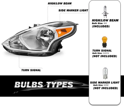 Vista 2 de SOCKIR Ensamble de faros delanteros compatible con Nissan Versa 2015-2019 estilo OEM halógeno, reemplazo para lado izquierdo del conductor