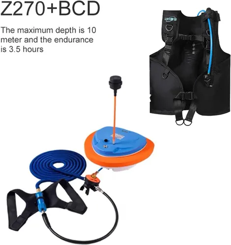Vista 2 de TUXING Ventilador de buceo, tanque de buceo recargable impermeable de 3.5 horas, con BCD, buceo sin tanques, manguera de 45 pies y regulador