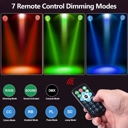 Vista 3 de 36 Luces Par LED, Luces Par Can RGB para Escenario, 10 Modos de Luces DJ, Iluminación de Escenario con Control Remoto Activado por Sonido y DMX