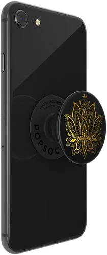 Vista 5 de Agarre para teléfono PopSockets con soporte expansible, agarre adhesivo - Golden Prana Black
