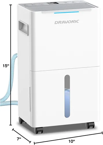 Vista 9 de Deshumidificador de 21 pintas para sótano y hogar, funcionamiento silencioso de 3 modos con manguera de drenaje continuo, tanque de 0.4 galones