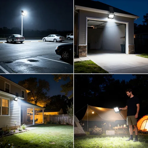 Vista 7 de Solar Flood Lights Outdoor, Solar Lights with Dual LED Head & USB Output Charger, 15000LM 6500K Split Type Street Lights, Dusk to Dawn Outdoor