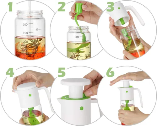 Vista 4 de Vucchini Botella mezcladora de aderezo para ensaladas, contenedor de aderezo de ensalada casero - Ketchup de almacenamiento de jugo de vidrio sin BPA