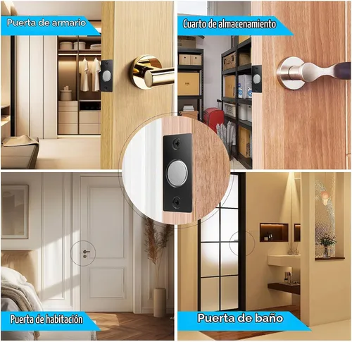 Vista 6 de Mousike Accesorios para atrapar bolas de puerta, cierre magnético oculto ajustable, placa de golpeo de acero inoxidable con fuerte succión Negro