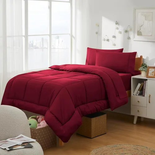Vista 26 de Dorm Room Essentials Ropa de Cama Universitaria Juego de Edredón de 5 Piezas Tamaño Twin Cama en una Bolsa para Estudiantes Universitarios Chicos