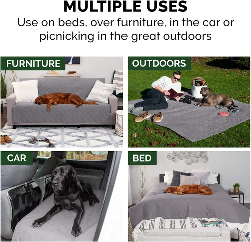 Vista 12 de Furhaven Funda Protectora de Colchón Impermeable y Antideslizante Tamaño Queen para Perros y Gatos, Lavable, Para Camas, Sofás y Asientos
