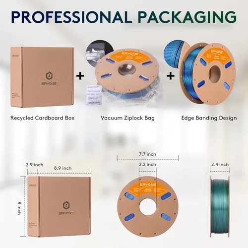Vista 162 de ERYONE Filamento de ácido poliláctico (PLA) de seda para impresora 3D, de 1.75 mm +/- 0.03 mm, carrete de 1 kg (2.2 libras), verde esmeralda seda