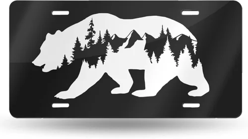 Vista 9 de Placa de matrícula delantera de aluminio con bandera estadounidense de águila calva, placas de matrícula decorativas, divertida placa de metal
