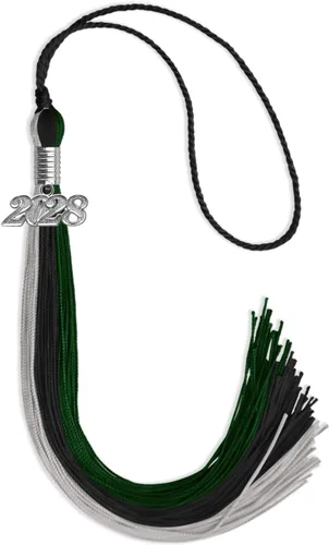 Vista 155 de Endea Graduation Borla de triple color con gota de fecha plateada (negro/dorado/granate, 2020)